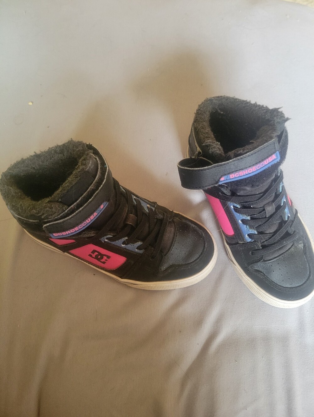 DC Black and Pink Kids' High-Top Sneakers
